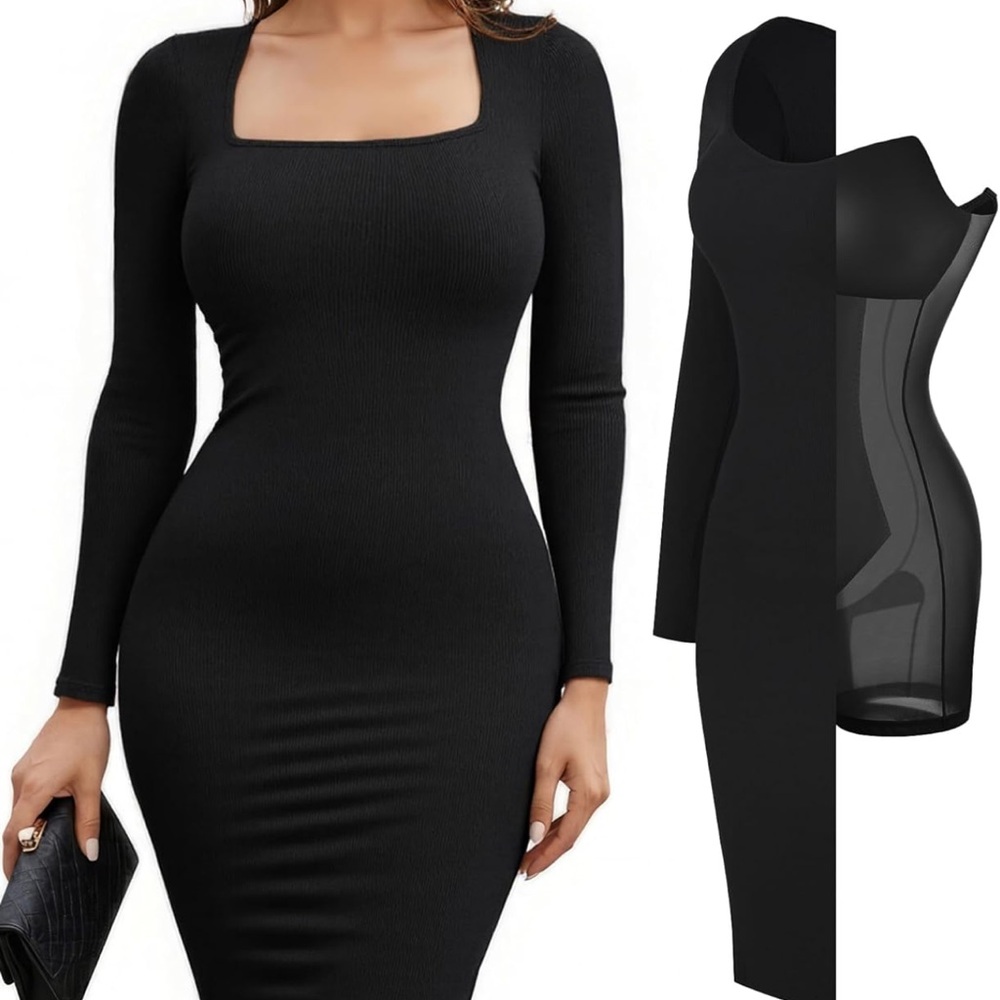 Popilush Long Sleeve Midi Bodycon Dress